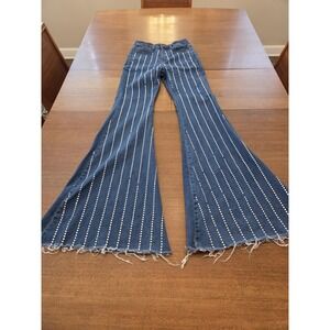 Purple Candy Faux Rhinestone Flare Jeans‎ Womens Xs Small Bejeweled Hippie Boho